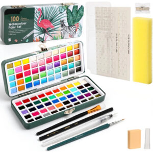 Acuarela Profesional 100 Colores Kit Portátil Con Pinceles Y Acuarela Profesional 100 Color