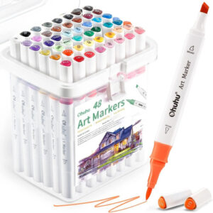 Juego De 48 Marcadores De Alcohol Doble Punta Con Estuche Multicolor