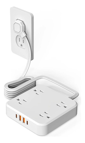 Regleta Multicontacto 8 En 1 4 Salidas Ca 4 Usb 1.5m Blanca Color