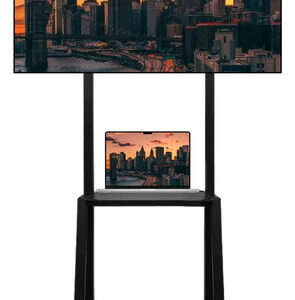 Soporte De Tv Móvil Con Ruedas Hasta 75 Pulgadas Giratorio Negro