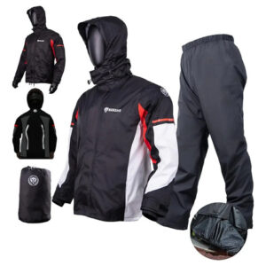Traje De Lluvia Impermeable Moto Con Tiras Reflectantes Blanco Y Negro