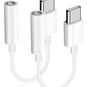Adaptador Usb C A Jack 3.5 Mm Audio Hifi 2 Piezas Blanco Blanco
