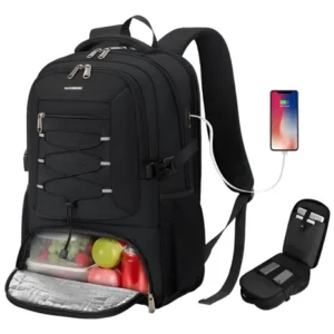 Mochila Impermeable Para Laptop 17 Pulgadas Con Lonchera Neg Negro Diseño De La Tela