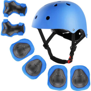 Casco Y Protecciones Para Niños Ciclismo Patinaje Azul Talla Azul Talla Única