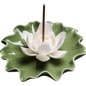Soporte De Incienso De Cerámica Loto Decorativo Blanco