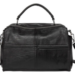 Bolso Crossbody Mujer Cuero Vegano Negro Elegante Mediano Negro Diseño De La Tela Acabado De Los Herrajes Color De La Correa De Hombro