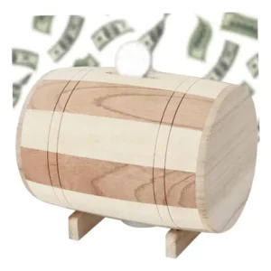 Hucha De Madera En Forma De Barril Para Ahorro Seguro