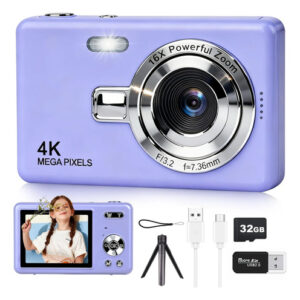 Cámara Digital Fhd 1080p 50mp Zoom 16x Para Niños Púrpura