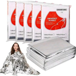 Manta Térmica De Emergencia 5 Piezas Ligera Impermeable Plat Plateado