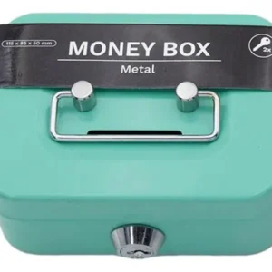 Caja De Seguridad Metal Pequeña Portátil Con Llave Verde