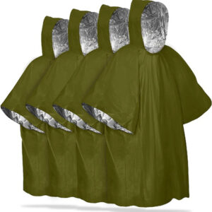 Poncho De Emergencia Impermeable 4 Piezas Manta Térmica Verd Verde