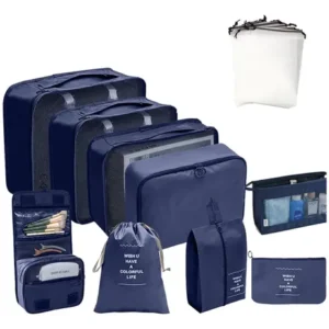 Organizador De Viaje 13pcs Impreso Bolsas Azul Impermeable Azul Oscuro