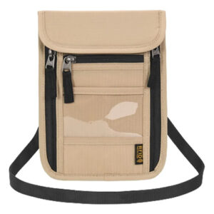 Cartera De Cuello Para Pasaporte Con Bloqueo Rfid Beige Beige Diseño De La Tela