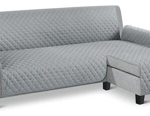Funda Para Sofá Seccional En L Gris Antideslizante Resistent