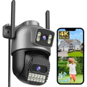 Cámara De Seguridad 4k 8mp Doble Lente Visión Nocturna 30m White