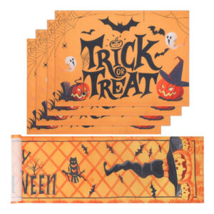 Camino De Mesa Halloween Lino 4 Piezas 183x33 Cm Decoración