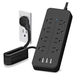 Regleta Multicontacto 12 En 1 8 Salidas Ca 4 Usb 1.5m Negro Color