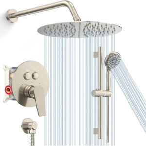 Cabezal De Ducha Lluvia 10 Pulgadas Con Ducha De Mano Y Válv