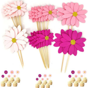 Decoración Para Cupcakes Margaritas 24 Piezas Coloridas