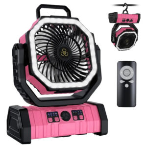 Ventilador Portátil Recargable 20000mah Con Luz Led Y Contro Rosa