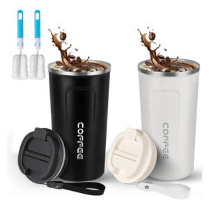 Taza Térmica De Acero Inoxidable 510 Ml Aislamiento Al Vacío Negro/blanco Nombre Del Diseño