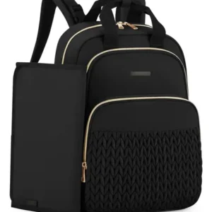 Mochila Para Pañales Grande Y Ligera Con Cambiador Y Correas Oscuro Diseño De La Tela