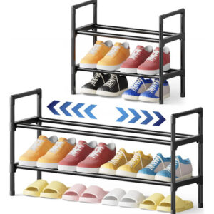 Zapatero Expandible Ajustable De Metal Negro Para Armario