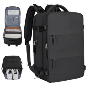 Mochila De Viaje Grande Impermeable Con Carga Usb Y Multifun Black Diseño De La Tela