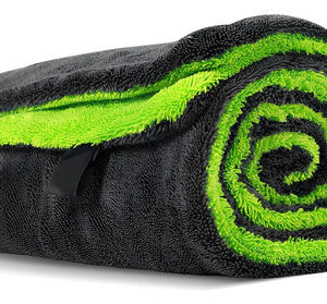 Toalla De Microfibra Para Auto 60x120cm Súper Absorbente Negro Y Verde