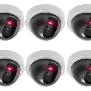 Cámara De Seguridad Falsa Con Luz Led Roja 6 Paquetes Blanca Blanco