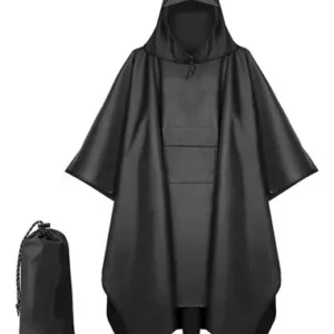 Poncho De Lluvia Impermeable Negro 3 En 1 Con Capucha Para S Negro Versátil