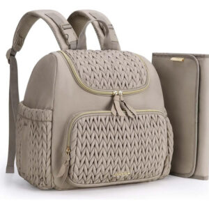 Mochila De Pañales Pequeña Marrón Gris Con 10 Bolsillos Aisl Marrón Gris Pardo Diseño De La Tela