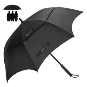 Paraguas De Golf Grande 157 Cm Protección Uv Resistente Al V Negro Diseño De La Tela