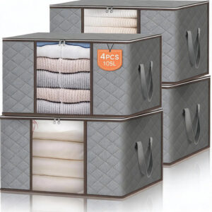 Bolsas De Almacenamiento 105l Color Gris 4 Pzs Modernas