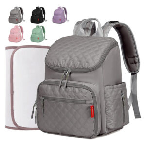 Mochila Pañalera Multifuncional Impermeable Gran Capacidad 1 Gris Diseño De La Tela