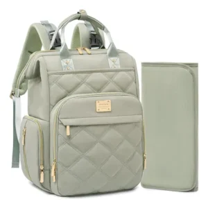 Mochila Para Pañales De Viaje Grande Verde Con Cambiador Y B Verde Diseño De La Tela