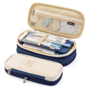Estuche Para Lápices Gran Capacidad Azul Con Bolsillos 9x5 C