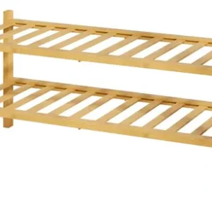 Zapatero De Madera De Bambú Apilable 2 Niveles Ahorro De Esp