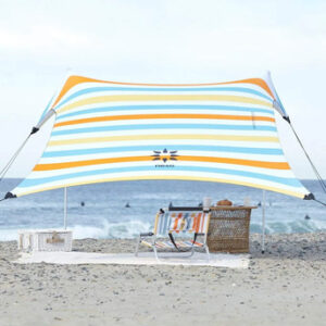 Tienda De Playa 2.1 X 2.1 M Con Ancla Arena Protección Uv Rayas Vintage