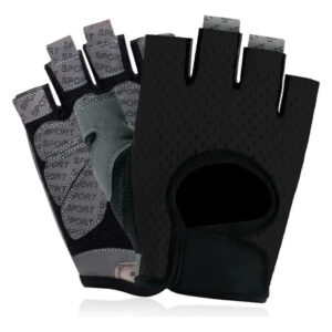 Guantes De Gimnasio Transpirables Antideslizantes Medio Dedo Negro Diseño De La Tela Ch