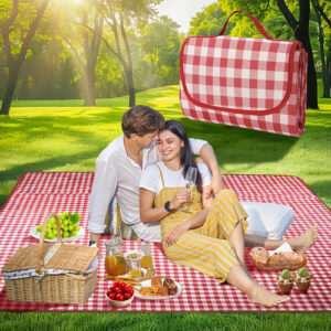 Manta De Picnic Impermeable 200x300 Cm Ligera Y Compacta Rojo