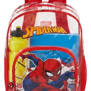 Mochila Transparente Spiderman Ligera Para Niños 43x32 Cm