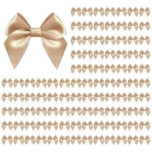 100 Moños De Cinta De Raso Oro 7 Cm Lazos Para Manualidades