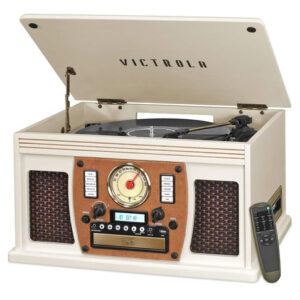 Tocadiscos Bluetooth 8 En 1 Gabinete De Madera Reproduce Vin White