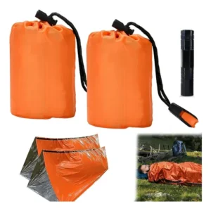 Manta Térmica Emergencia Reutilizable Con Linterna 2 Piezas Color