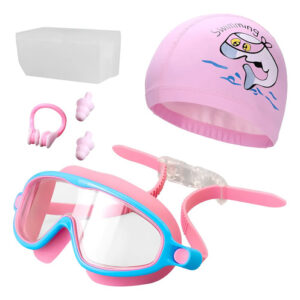 Gafas De Natación Y Gorro Para Niños Con Protección Uv 5 Pie Rosa
