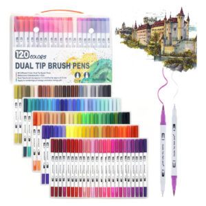 Plumones Doble Punta 120 Colores No Tóxicos Para Colorear Multicolor