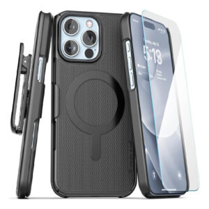 Funda Ultradelgada Con Clip Para Cinturón iPhone 16 Pro Max Black Texturizada