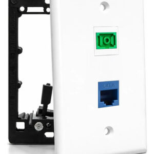 Placa De Pared Fibra Óptica Sc/apc Y Rj45 Cat6 Blanca Alta V