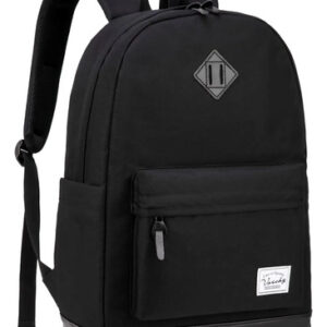 Mochila Escolar Juvenil Impermeable 15 Pulgadas Negro Casual Negro Liso Diseño De La Tela
